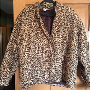 100% silk leopard Print Quilted Jacket - Brown/Tan